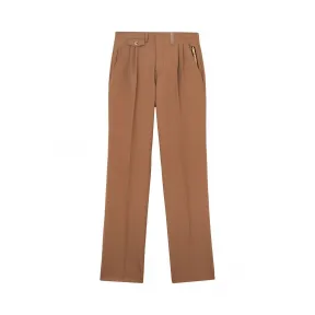 博百利/Burberry 拉链细节斜纹布褶饰长裤 45582591