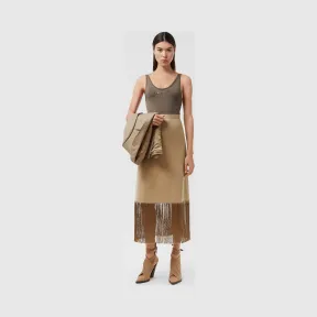 博百利/Burberry 流苏羊毛混纺 A 字半裙 (碧根果麻灰) - 女士  45645171