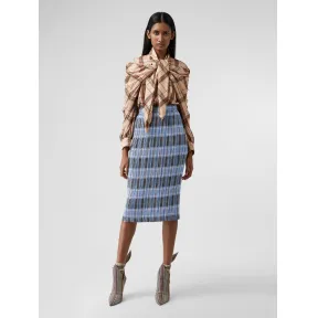 博百利/Burberry 女士 格纹褶裥半身裙  45663681