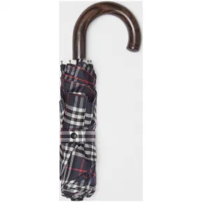 博百利/Burberry 男士 格纹折叠雨伞 (海军蓝)  80078861