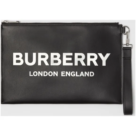 博百利/Burberry 男士 徽标印花拉链收纳袋 (黑色)  80092141