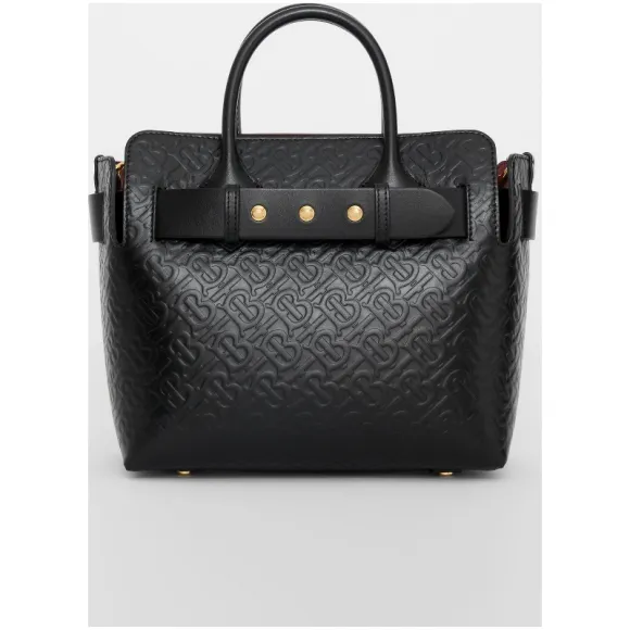 博百利/Burberry 女士 The Belt - 小号专属标识皮革铆钉装饰贝尔特包 (黑色) 80100111