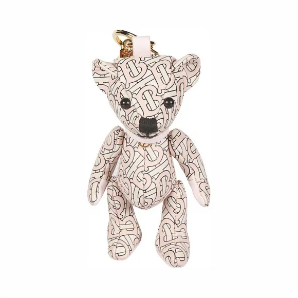 博百利/Burberry 女士 专属标识印花皮革 Thomas 泰迪熊吊饰 (胭脂粉红)  80134401