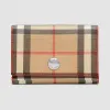 博百利/Burberry 女士 小号 Vintage 格纹环保帆布折叠钱夹 (亮军红色) 80151301