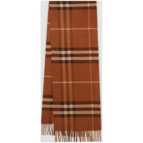 博百利/Burberry 男士 经典格纹羊绒围巾 (栗色)  80161221