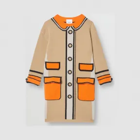 博百利/Burberry 童装 错视画嵌花羊绒针织裙 (典藏米色)  80167751