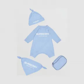 博百利/Burberry 童装 徽标印花棉质三件套婴儿礼品套装 (暗雅蓝色) 80168571