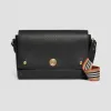 博百利/Burberry 女士 粒纹皮革 Note 斜背包 (黑色) 80174621