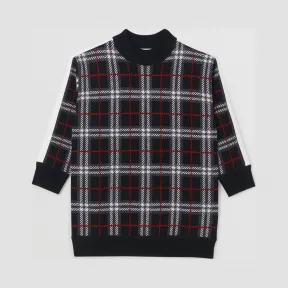 博百利/Burberry 童装 格纹美利奴羊毛提花针织裙 (黑色)  80178811