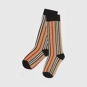 博百利/Burberry 标志性条纹嵌花混纺棉袜  P80181791