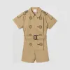 博百利/Burberry 错视画印花束带棉质连身衣 (蜜色) - 女童  80190491