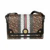 博百利/Burberry 女士 专属标识条纹环保帆布 Note 斜背包 (马鞍棕) 80193661
