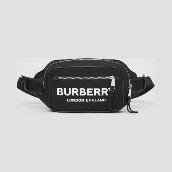 博百利/Burberry 徽标印花 ECONYL® 腰包 (黑色) - 男士  80210891