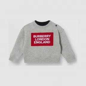 博百利/Burberry 童装 徽标装饰平织运动衫 (麻灰色) 80212421