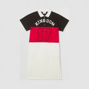 博百利/Burberry Kingdom 印花平织棉质 Polo 衫式连衣裙 (黑色)  80222131