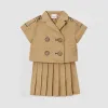 博百利/Burberry 错视画风格棉质 Trench 连衣裙两件套 (蜜色)  80224721