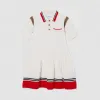 博百利/Burberry 条纹美利奴羊毛混纺 Polo 衫式连衣裙 (白色) - 女童  80227881