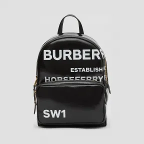 博百利/Burberry Horseferry 印花涂层帆布双肩包 (黑色)  80230381