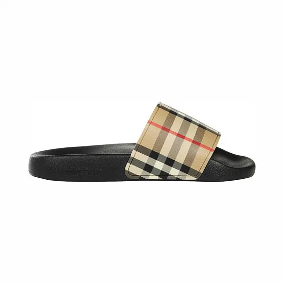 博百利/Burberry Vintage 格纹拖鞋 (典藏米色) - 女士  80242321