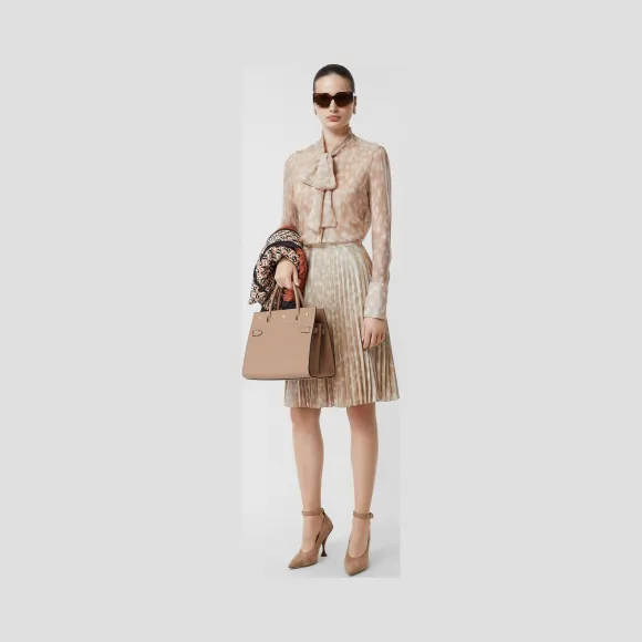 博百利/Burberry 鹿纹褶饰半裙 (柔黄褐色) - 女士  80242921