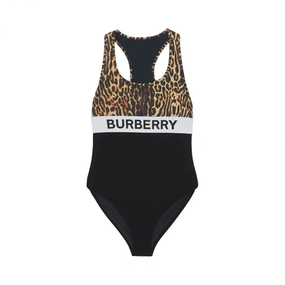 博百利/Burberry Logo与豹纹细节连体泳衣 80246641
