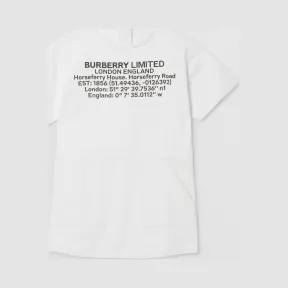 博百利/Burberry 地址印花毛边日本牛仔直筒连衣裙 (自然白)  80247711
