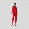 博百利/Burberry 羊毛量裁长裤 (亮红色) - 女士  80248061