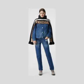 博百利/Burberry 徽标装饰直筒重塑版牛仔裤 (靛蓝) - 女士  80252541