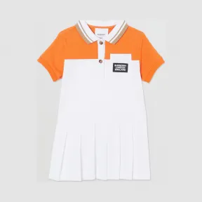 博百利/Burberry 拼色棉质 Polo 衫式连衣裙 (亮柑橘色) - 儿童  80253711