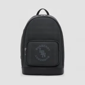 博百利/Burberry 徽标图案 London 格纹拼皮革双肩包 (深炭灰)  80257661