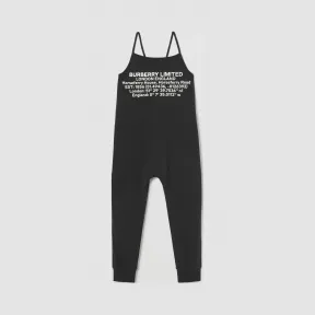 博百利/Burberry 地址印花平织棉质连身衣 (黑色)  80264591