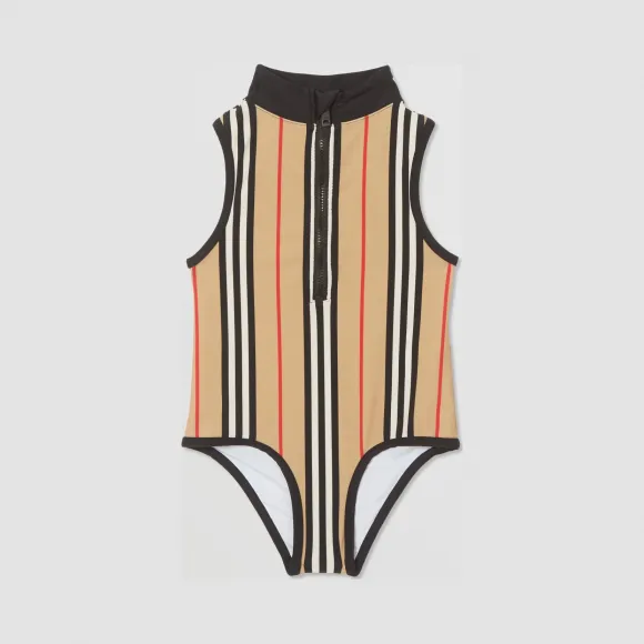博百利/Burberry 标志性条纹拉链前襟泳衣  P80265121