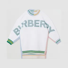博百利/Burberry 网眼徽标棉质针织裙 (白色)  80284221