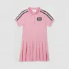 博百利/Burberry 专属标识条纹印花棉质 Polo 衫式连衣裙 (糖果粉红)  80297681