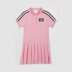 博百利/Burberry 专属标识条纹印花棉质 Polo 衫式连衣裙 (糖果粉红)  80297681