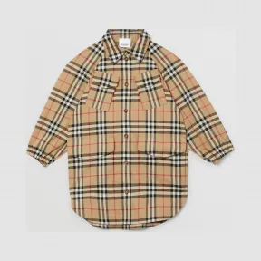 博百利/Burberry Vintage 格纹棉质衬衫式连衣裙 (典藏米色)  80297741