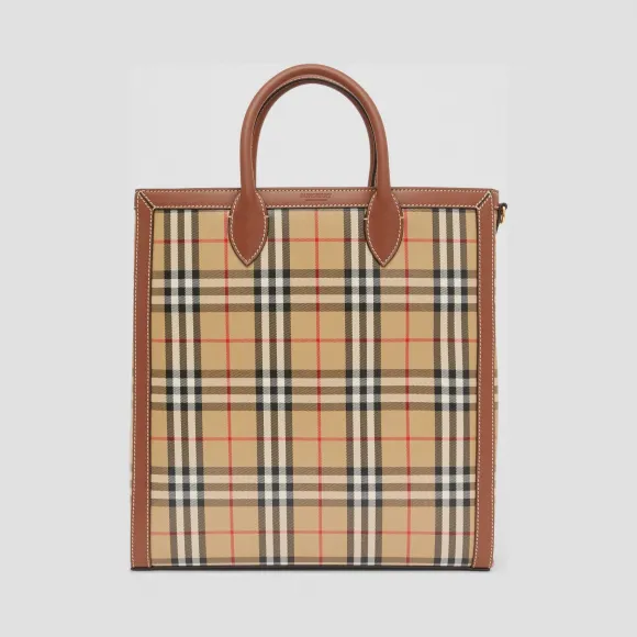 博百利/Burberry 男士 中号 Vintage 格纹涂层帆布托特包  80299811