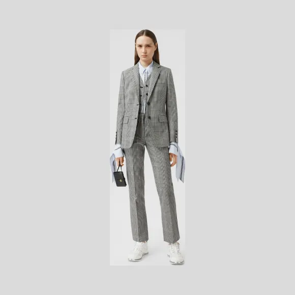 博百利/Burberry 女士 格纹功能性羊毛量裁九分裤  80311521