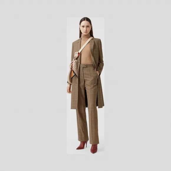 博百利/Burberry 女士 威尔士亲王格纹羊毛量裁长裤  80312981
