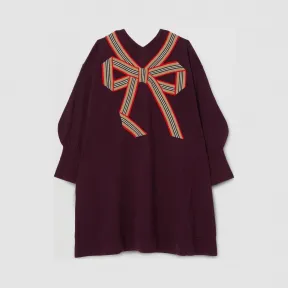 博百利/Burberry 儿童 标志性条纹蝴蝶结美利奴羊毛混纺针织裙  80314281