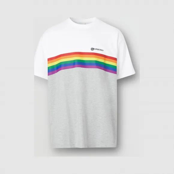 博百利/Burberry 男士 霓彩条纹印花棉质 T 恤衫 80320871