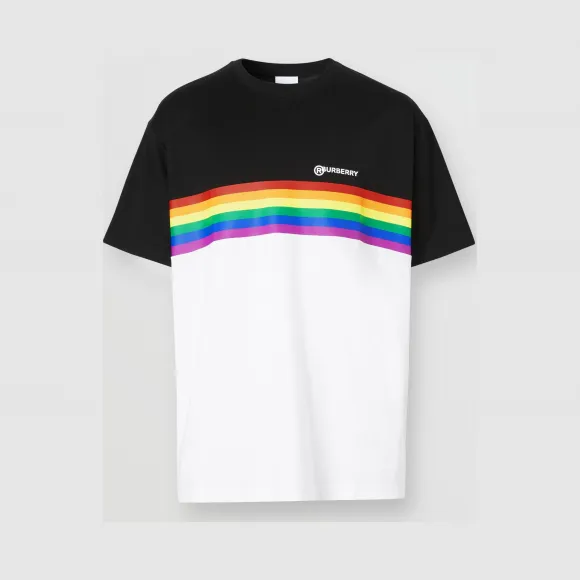 博百利/Burberry 男士 霓彩条纹印花棉质 T 恤衫 80320881