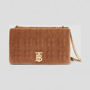 博百利/Burberry 女士 Lola – 中号绗缝丝绒萝纳包  80336751
