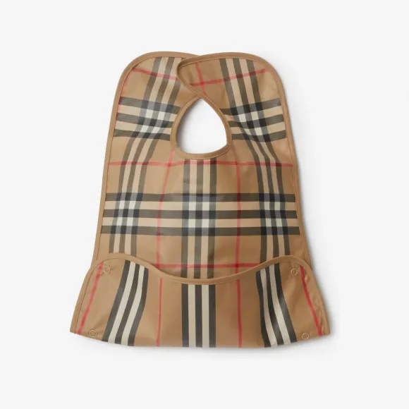 博百利/Burberry 儿童 涂层 Vintage 格纹拼标志性条纹婴儿围兜  80337431