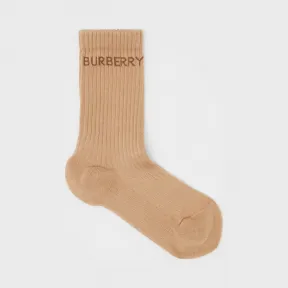 博百利/Burberry  徽标嵌花功能性弹力棉袜  80356221