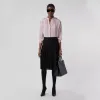 博百利/Burberry 褶饰丝质乔其纱半身裙 (黑色) - 女士 80417501