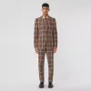 博百利/Burberry 格纹羊毛量裁九分裤 (深桦木棕) - 男士 80482081