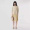 博百利/Burberry Deer Print Stretch Silk Skirt (Honey Beige) - 女士 80490411