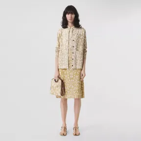 博百利/Burberry Deer Print Stretch Silk Skirt (Honey Beige) - 女士 80490411