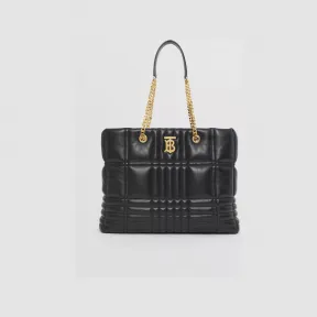 博百利/Burberry Lola - 中号绗缝羔羊皮萝纳购物袋 (黑色) - 女士 80490591